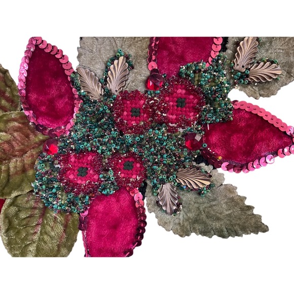 Hand Decorated by Caron of Houston, TX Vintage Handbag w Velvet Jeweled Design - Picture 3 of 16